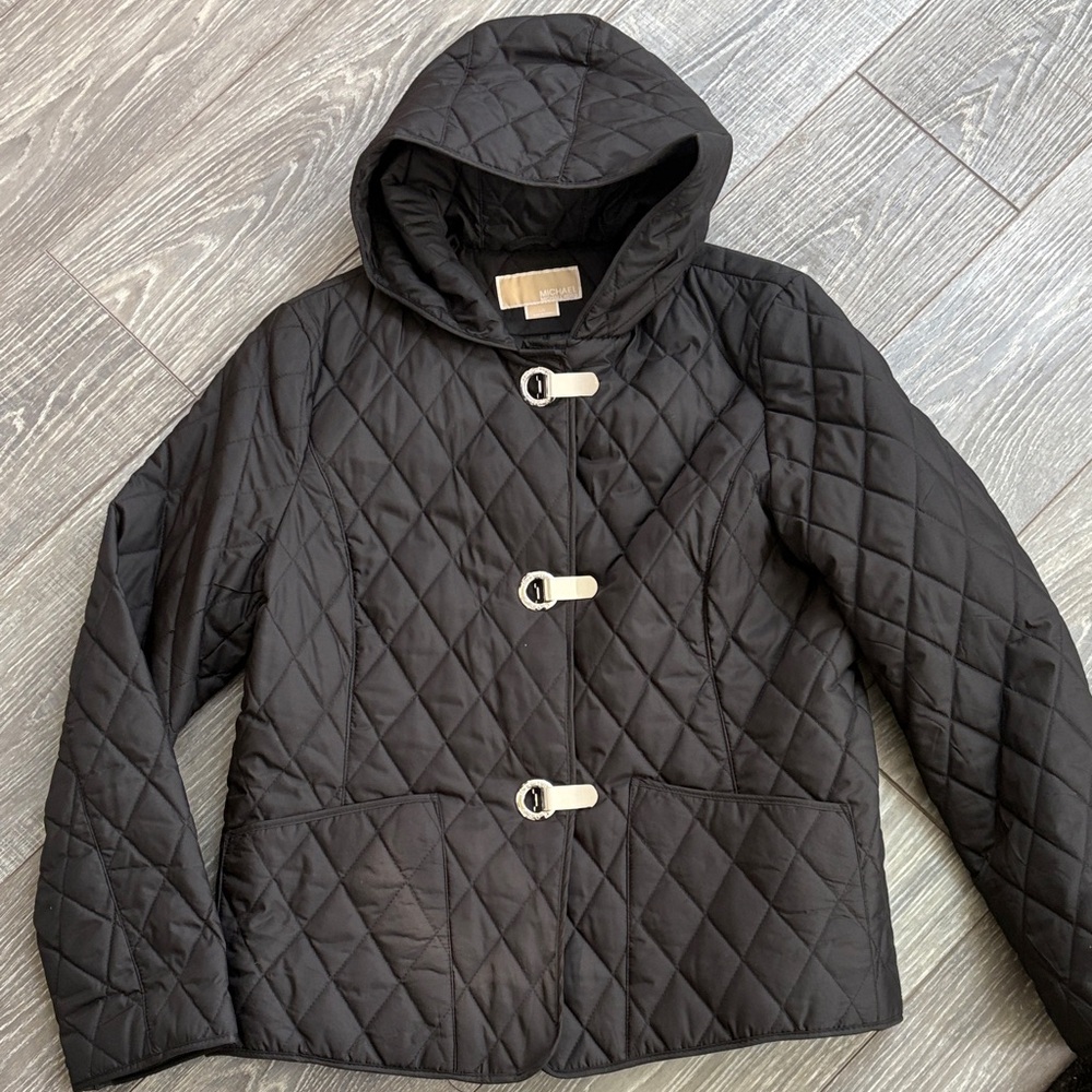 Michael Kors Black Quilted Hooded Jacket